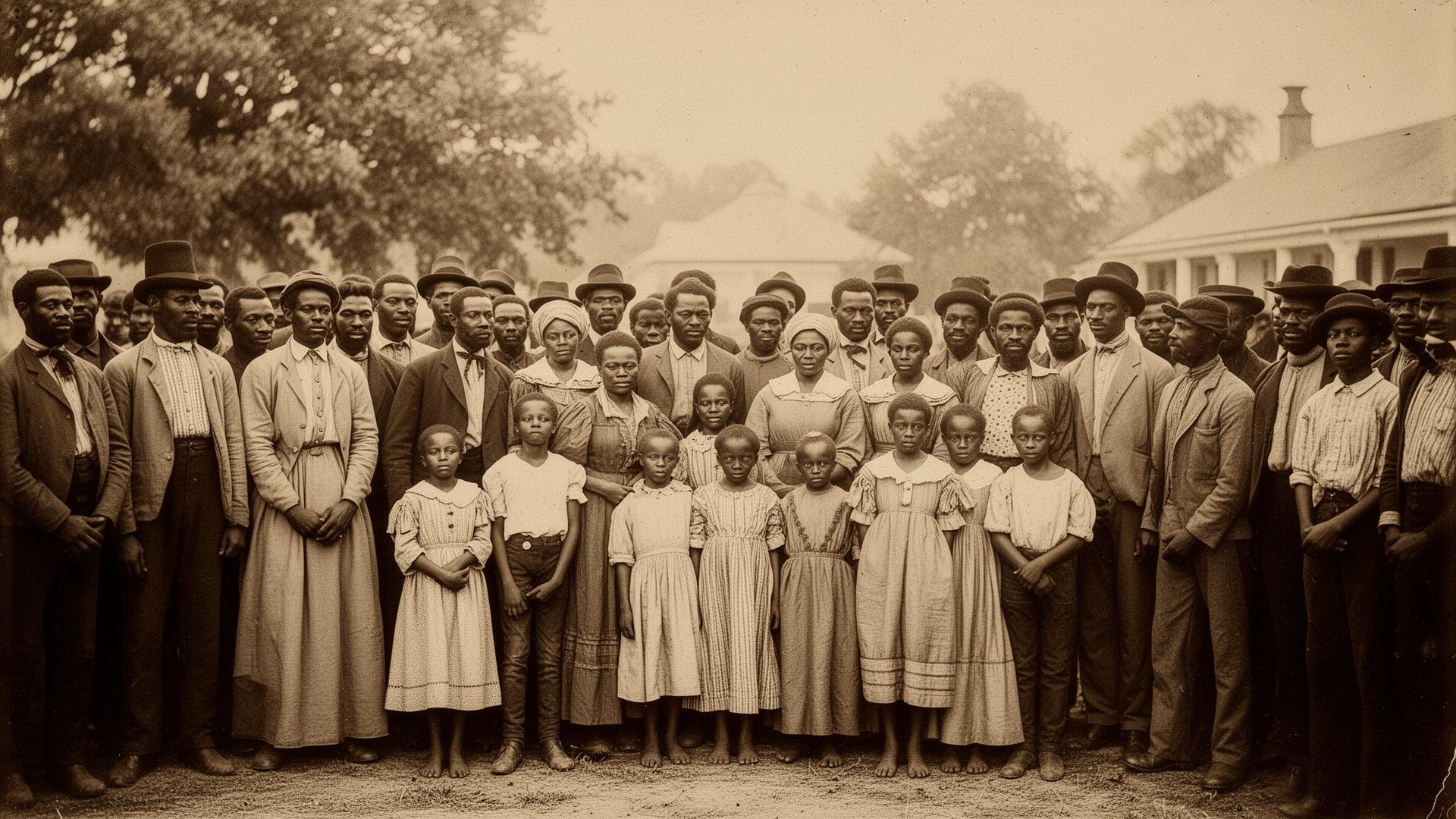 Formerly enslaved people gather in dignified celebration of emancipation in 1865